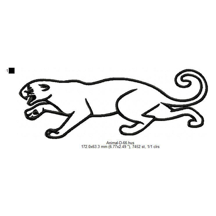 Panther Wild Animal Line Art Machine Embroidery Digitized Design Files