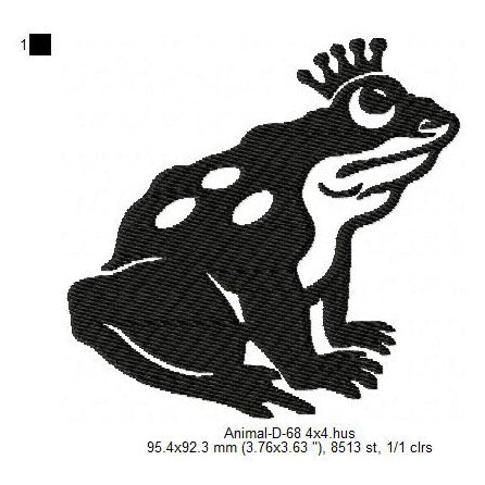 Frog Croaker Animal Silhouette Machine Embroidery Digitized Design Files