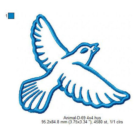 Bird Animal Line Art Machine Embroidery Digitized Design Files