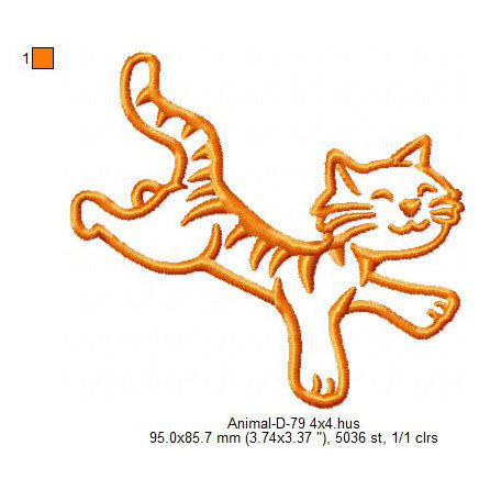 Wild Cat Animal Line Art Machine Embroidery Digitized Design Files
