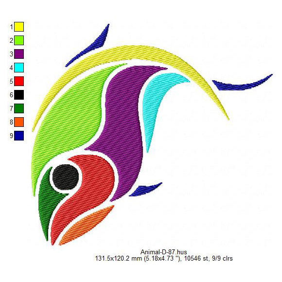 Colorful Fish Sea Creature Machine Embroidery Digitized Design Files