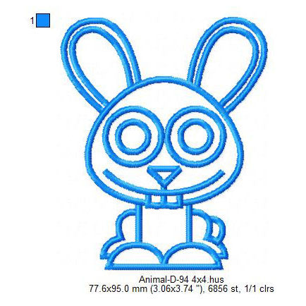 Rabbit Bunny Hare Outline Animal Line Art Machine Embroidery Digitized Design Files