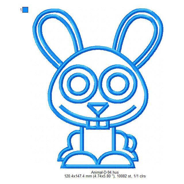 Rabbit Bunny Hare Outline Animal Line Art Machine Embroidery Digitized Design Files
