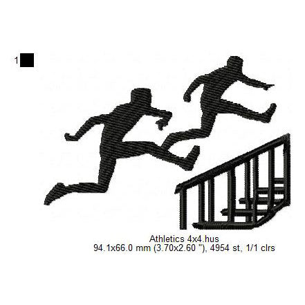 Male Hurdles Race Athletics Silhouette Machine Embroidery Digitized Design Files