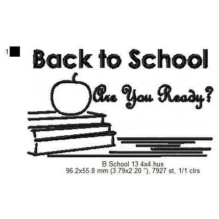 Back To School Apple On Book Table Machine Embroidery Digitized Design Files