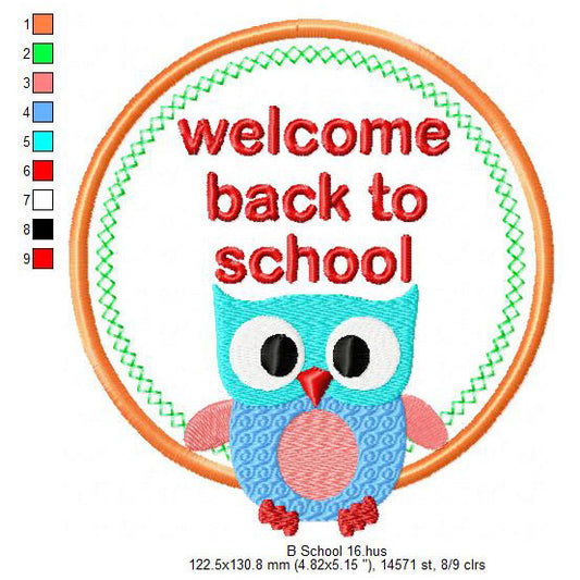 Welcome Back To School Kids Going To School Machine Embroidery Digitized Design Files