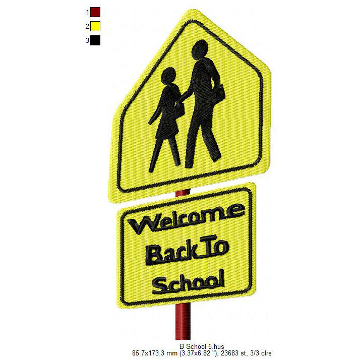 Welcome Back To School Symbols Machine Embroidery Digitized Design Files