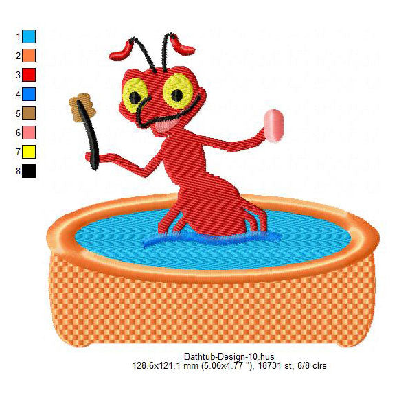 Ant Bathtub Machine Embroidery Digitized Design Files