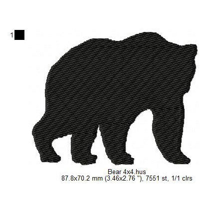 Bear Jungle Animal Silhouette Machine Embroidery Digitized Design Files