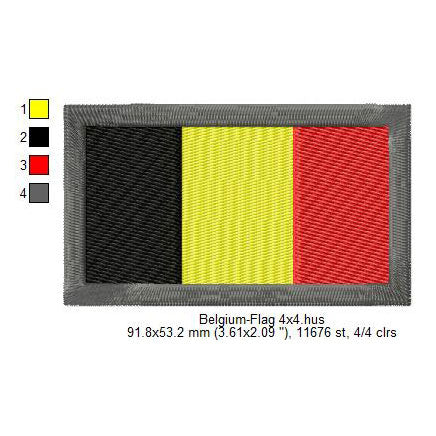 Belgium Flag Machine Embroidery Digitized Design Files | Dst | Pes | Hus | VP3