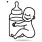 New Kids Child Baby With Milk Bottle Line Art Machine Embroidery Digitized Design