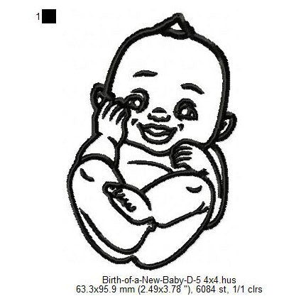 New Born Baby Toddler Line Art Machine Embroidery Digitized Design Files