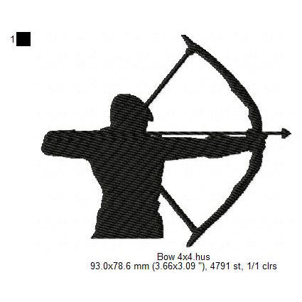 Bow Arrow Archer Archery Silhouette Machine Embroidery Digitized Design Files