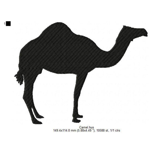 Camel Shadow Silhouette Machine Embroidery Digitized Design Files