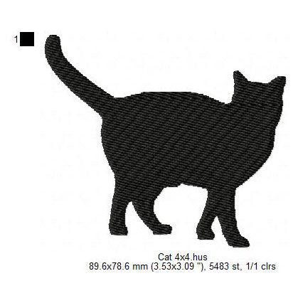 Cat Shadow Silhouette Machine Embroidery Digitized Design Files