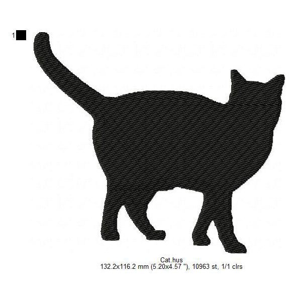 Cat Shadow Silhouette Machine Embroidery Digitized Design Files
