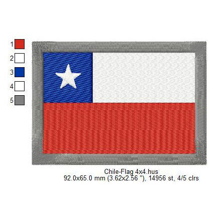 Chile Flag Machine Embroidery Digitized Design Files | Dst | Pes | Hus | VP3