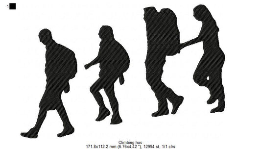 Hiker Hiking Silhouette Machine Embroidery Digitized Design Files