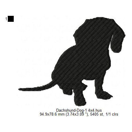 Dachshund Little Dog Silhouette Machine Embroidery Digitized Design Files