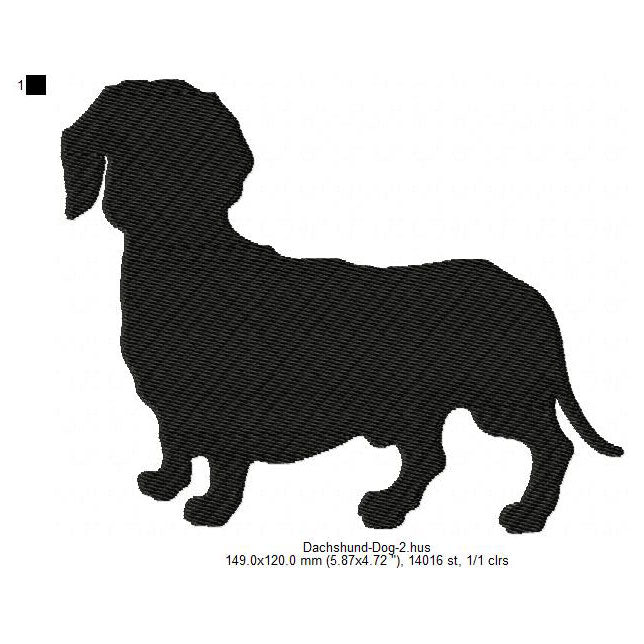 Dachshund Little Dog Silhouette Machine Embroidery Digitized Design Files