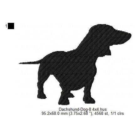 Dachshund Little Dog Silhouette Machine Embroidery Digitized Design Files
