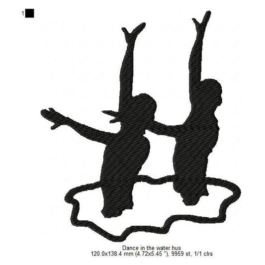 Synchronized Artistic Swimming Silhouette Machine Embroidery Digitized Design Files