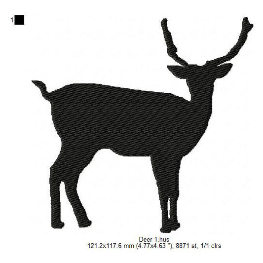 Deer Wild Jungle Animal Silhouette Machine Embroidery Digitized Design Files