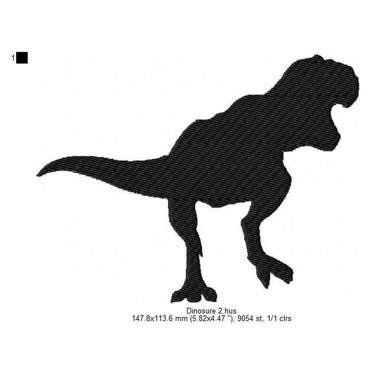 Tyrannosaurus Rex Dinosaur Shadow Silhouette Machine Embroidery Digitized Design Files