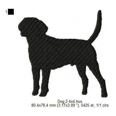 Dog Silhouette Machine Embroidery Digitized Design Files