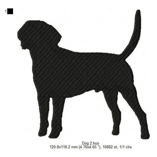 Dog Silhouette Machine Embroidery Digitized Design Files