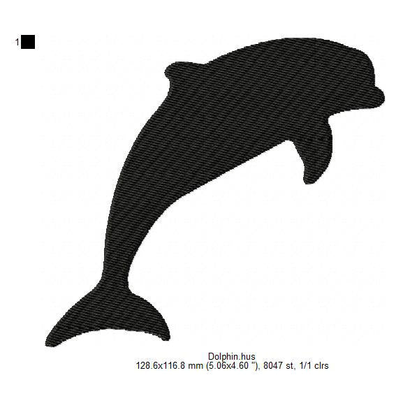 Dolphin Jump Swimming Silhouette Machine Embroidery Digitized Design Files