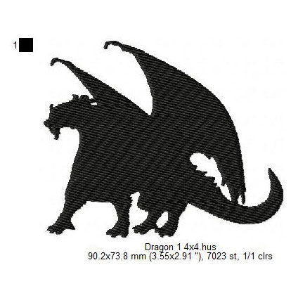Dragon Shadow Silhouette Machine Embroidery Digitized Design Files