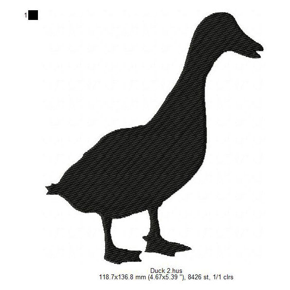 Duck Silhouette Machine Embroidery Digitized Design Files
