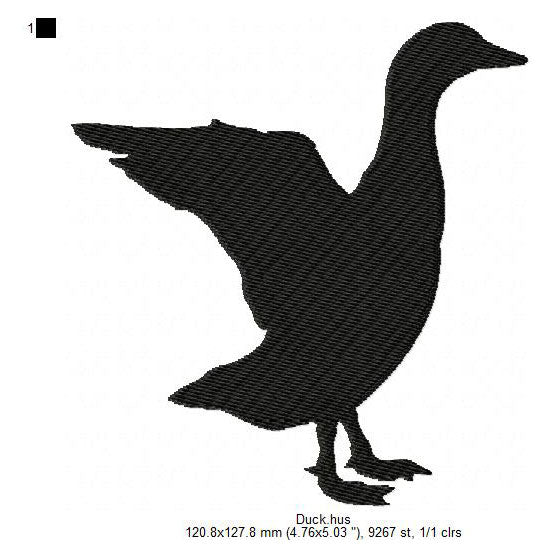Duck Silhouette Machine Embroidery Digitized Design Files