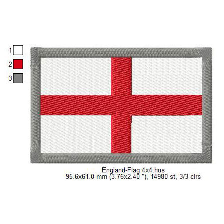 England Flag English Machine Embroidery Digitized Design Files | Dst | Pes | Hus | VP3