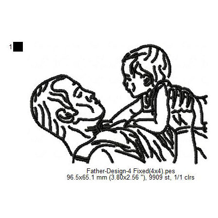 Father Love Father's Day Line Art Machine Embroidery Digitized Design Files