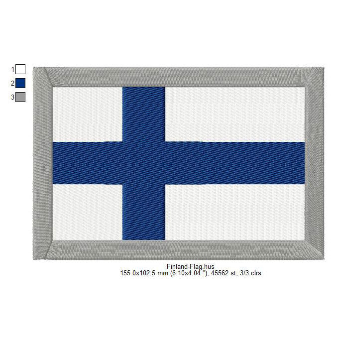 Finland Flag Finns Finnish Machine Embroidery Digitized Design Files | Dst | Pes | Hus | VP3