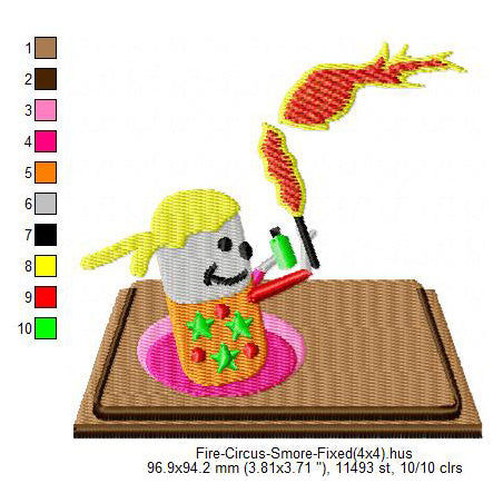 Fire Circus Smore Marshmallow Cartoon Machine Embroidery Digitized Design Files