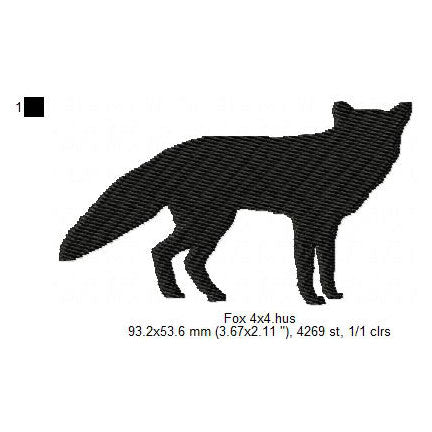 Fox Shadow Silhouette Machine Embroidery Digitized Design Files