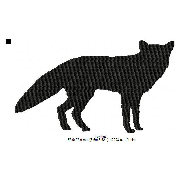 Fox Shadow Silhouette Machine Embroidery Digitized Design Files