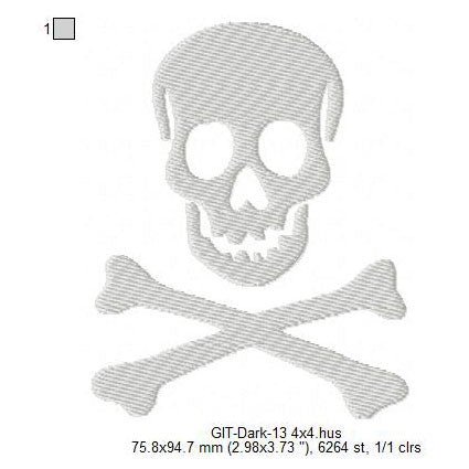 Skull Silhouette Halloween Glow In The Dark Machine Embroidery Digitized Design Files