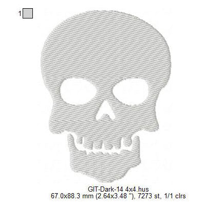 Skull Silhouette Halloween Glow In The Dark Machine Embroidery Digitized Design Files