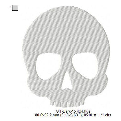 Skull Silhouette Halloween Glow In The Dark Machine Embroidery Digitized Design Files