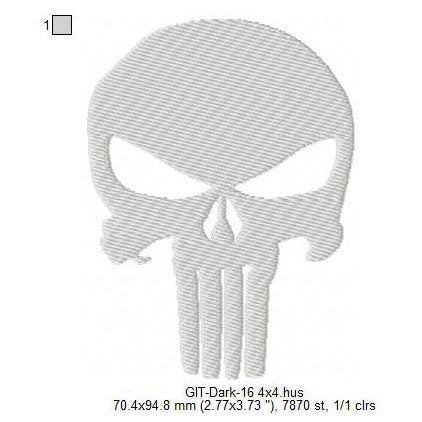 Skull Silhouette Halloween Glow In The Dark Machine Embroidery Digitized Design Files