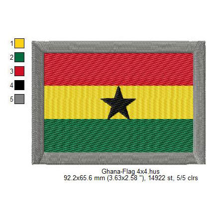 Ghana Flag Ghanaian Machine Embroidery Digitized Design Files | Dst | Pes | Hus | VP3
