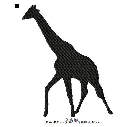 Giraffe Wild Jungle Animal Silhouette Machine Embroidery Digitized Design Files