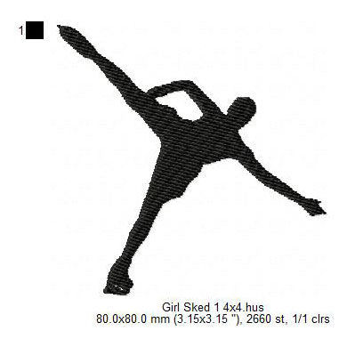 Synchronized Skating Skater Athletics Silhouette Machine Embroidery Digitized Design