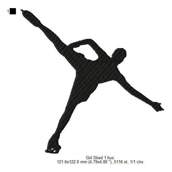 Synchronized Skating Skater Athletics Silhouette Machine Embroidery Digitized Design