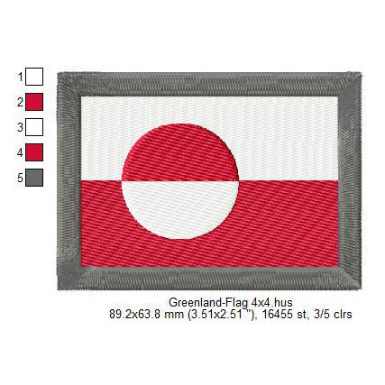 Greenland Flag Greek Machine Embroidery Digitized Design Files | Dst | Pes | Hus | VP3