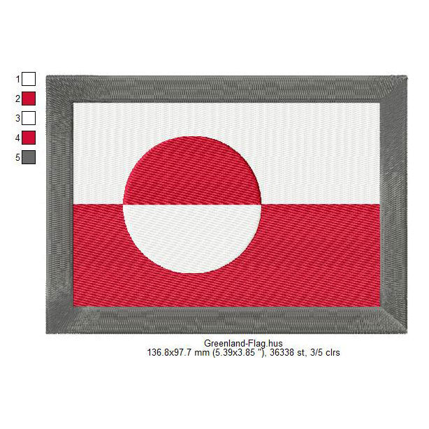 Greenland Flag Greek Machine Embroidery Digitized Design Files | Dst | Pes | Hus | VP3